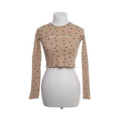 Bershka, Crop Top, Größe: XS, Beige/Schwarz, Baumwolle, Gepunktet #Sx9