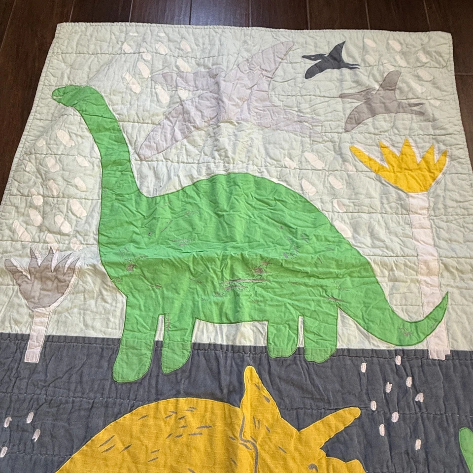 Crate & Barrel Kids Dinosaur Quilted Baby Toddler Crib Blanket Comforter - Image 4 of 4