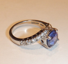 Vintage Cocktail .925 Sterling Ring SZ 8 with Amethyst Round Cut Gemstone