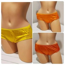 Shadowline 11182 Lace Insets Bikini Panty Nylon Brief Yellow Orange Rare Colors