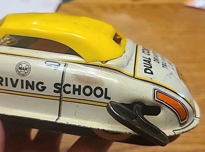 Vintage 1950s Marx Driver Training Car Safe Driving School Windup