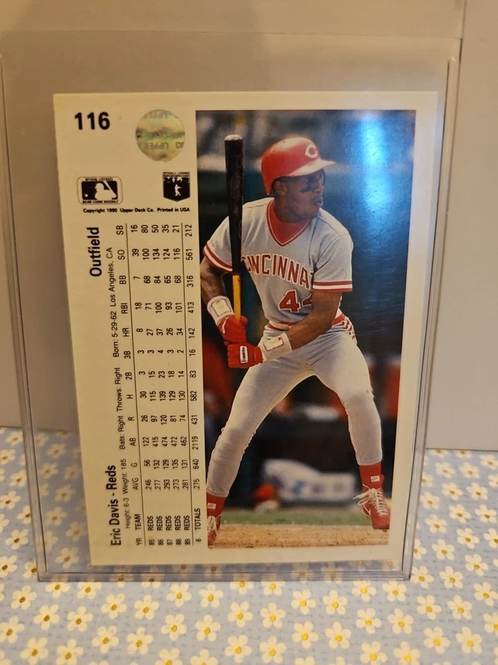 1990 Upper Deck - Eric Davis #116 No Copyright Line - Image 2 of 2