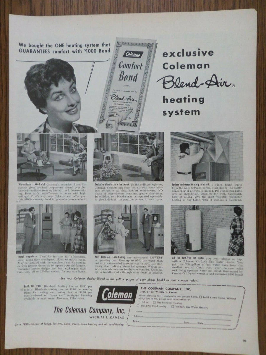 1955 Coleman Ad Blend-Air Heating Systems | eBay