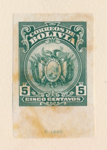 RARE BOLIVIA STAMPS 1920 ARMS PROOFS, 10 ABN ARCHIVAL PROOF CARDS TO 50c, VF - 第 7/21 張圖片