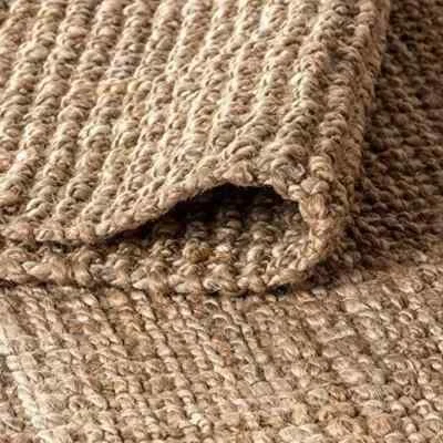 Rug Jute Carpet Mat Natural Rectangle Farmhouse Jute Runner Rustic Look Braided - Image 1 of 4