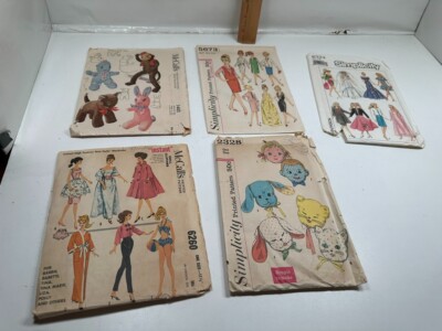 Vintage Simplicity McCalls Patterns Doll Cloths 11.5'' Animal Pillows Sock