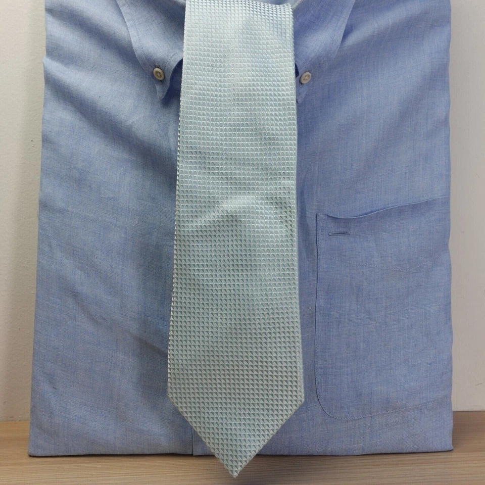 Sean John 领带男式蓝色纯色丝绸婚礼基本套装新郎格林纳丁灯 — 第 2/4 张图片