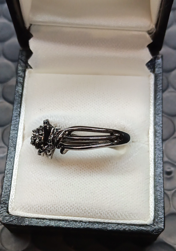 Enchanted Disney Fine Sterling Black Rhodium Black Diamond Maleficent SIZE 7 - Picture 4 of 5