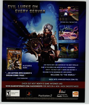 Dot Hack .hack G.U.: Vol. 1 Rebirth PS2 2006 Print Ad/Poster Official Art