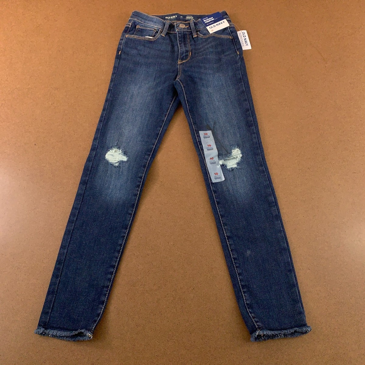 Old Navy Girls 10 Dark Wash High-Waist Rockstar 360 Stretch Ripped