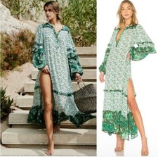 Spell & The Gypsy Medium Winona Maxi Dress Ivy Green Peasant Gypsy Original