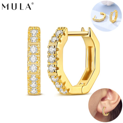 MULA Original goldener Polygon Ring 925 Sterling Silber Ohrringe Frauen Schmuck