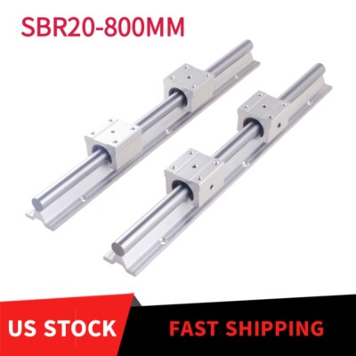2PCS SBR20 800mm  Linear Rail Guide Shaft + 4PCS SBR20UU Bearing Block CNC DIY