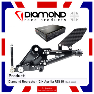 Diamond - Aprilia RS660 - Fußrasten-Kit hinten - 2023 Modelle (schwarz/schwarz)