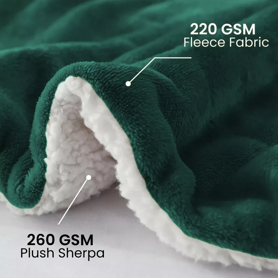 Fluffy Sherpa Fleece Blanket Soft Warm Reversible Large Sofa Bed Throw Blankets - Image 4 of 4