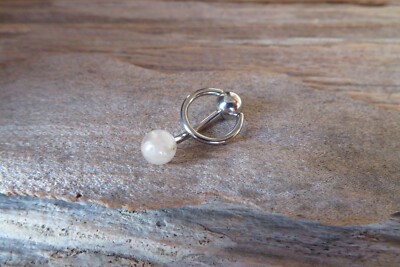 Rutile Quartz Stone Slave Knocker 316L Surgical Steel  Belly Ring VCH