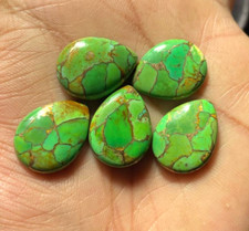 Natural Green Copper Turquoise Cabochon Pear Loose Gemstone 10x14MM 10Pcs 12