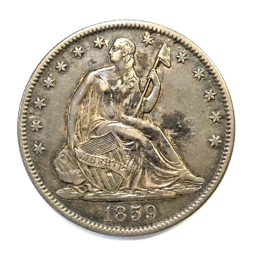 1859 O Seated Liberty Silver Half Dollar XF+ Extra Fine Details New Orleans