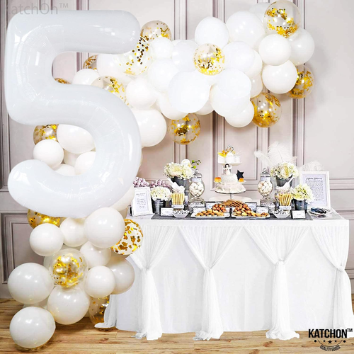 White Number 5 Balloons for 5Th Birthday Decorations - Large 40 Inch 5Th Birthda - Picture 3 of 34