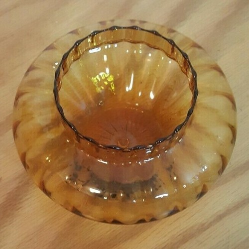 EMPOLI ITALY AMBER APOTHECARY CANDY DISH OPTIC LINES CIRCUS TENT LID 8.5 INCHES - Picture 7 of 9