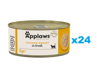 24x70 g APPLAWS Chicken Breast Nassfutter Hühnerbrust in Brühe für Katzen