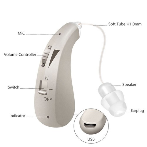 Digital Rechargeable Hearing Aid Adjustable Sound Voice Amplifier Behind Ear - Picture 7 of 11