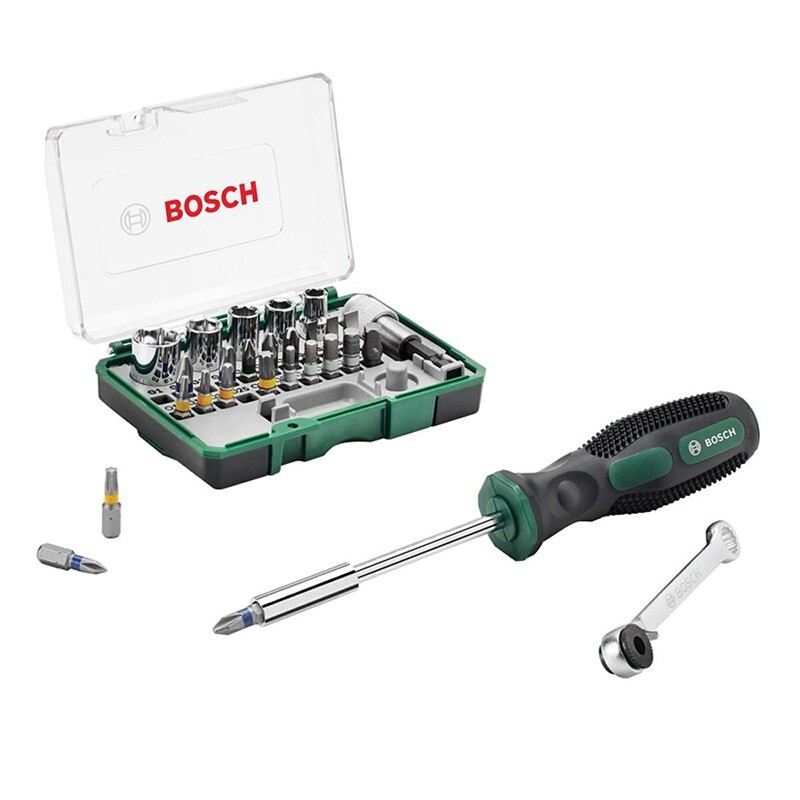 Bosch Screwdriver Bit and Ratchet Set, 27 Pieces - Main Image