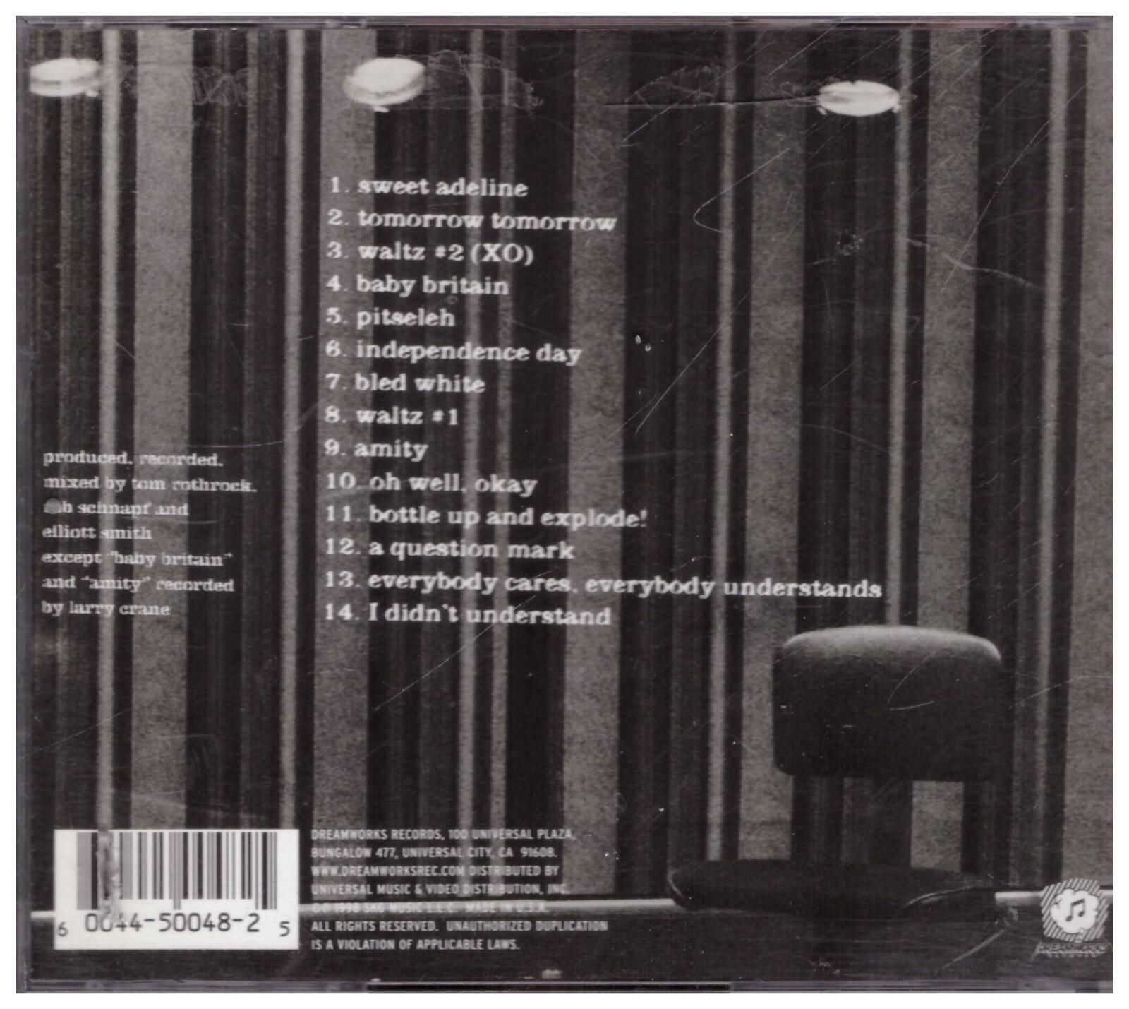 Elliott smith XO [CD] Sweet adeline,Tomorrow, watz,Patseleh / 1998