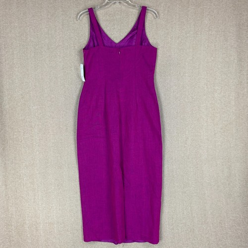 Abito vintage da donna Deane & bianco lino 6 o S viola matita lungo collo a V serbatoio - Foto 5 di 14