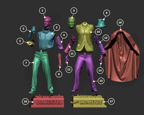 Anime Dr. Jekyll and Mr. Hyde 1/4 Unpainted GK Models 3D Print Figure Resin Kits - Picture 2 of 2