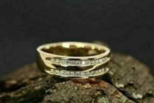 2 Ct Round Cut Simulated Diamond Men's Wedding Band Ring 14k Yellow Gold Plated