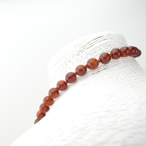 Red Amber Bead and Jet Necklace - Picture 6 of 8