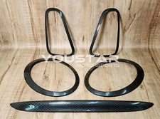 Set CARBON LOOK NON-Xenon Headlight FLUSH Rear Lights Trims for MINI R50 R52 R53