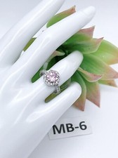 Pink Topaz CZ Sterling Silver 925 Cocktail Ring Sparkle Size 7