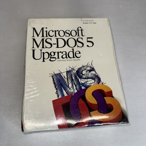 NOS Microsoft MS Dos 5 Upgrade PC Software Factory Sealed Includes 5.25 Disks - Picture 1 of 6