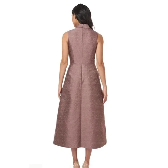 Kay Unger Wood Rose Whitney Jacquard Tea-Length Dress Sz 2 $298 - Image 2 of 2