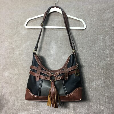 BOC Born Original Concepts Shoulder Bag Black Brown Tote Purse Faux Leather