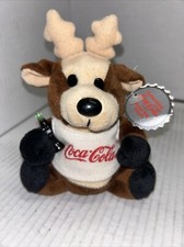 COCA COLA HOLIDAY PLUSH BEAN BAG COLLECTIBLE "REINDEER IN SHIRT" 1997 Used W/tag
