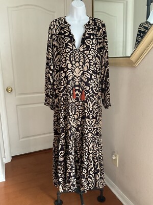 Love Kyla Seo Karyn Caite Avis Dress Women's Medium Tiered Long Twirly Rayon NWT