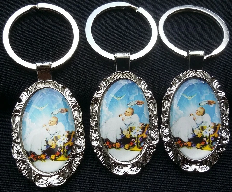 10 Llaveros Recuerdos De Bautiso Niño Mi Bautizo Fiesta de Bautizo Favores Niño, Regalo Foto 3 de 4