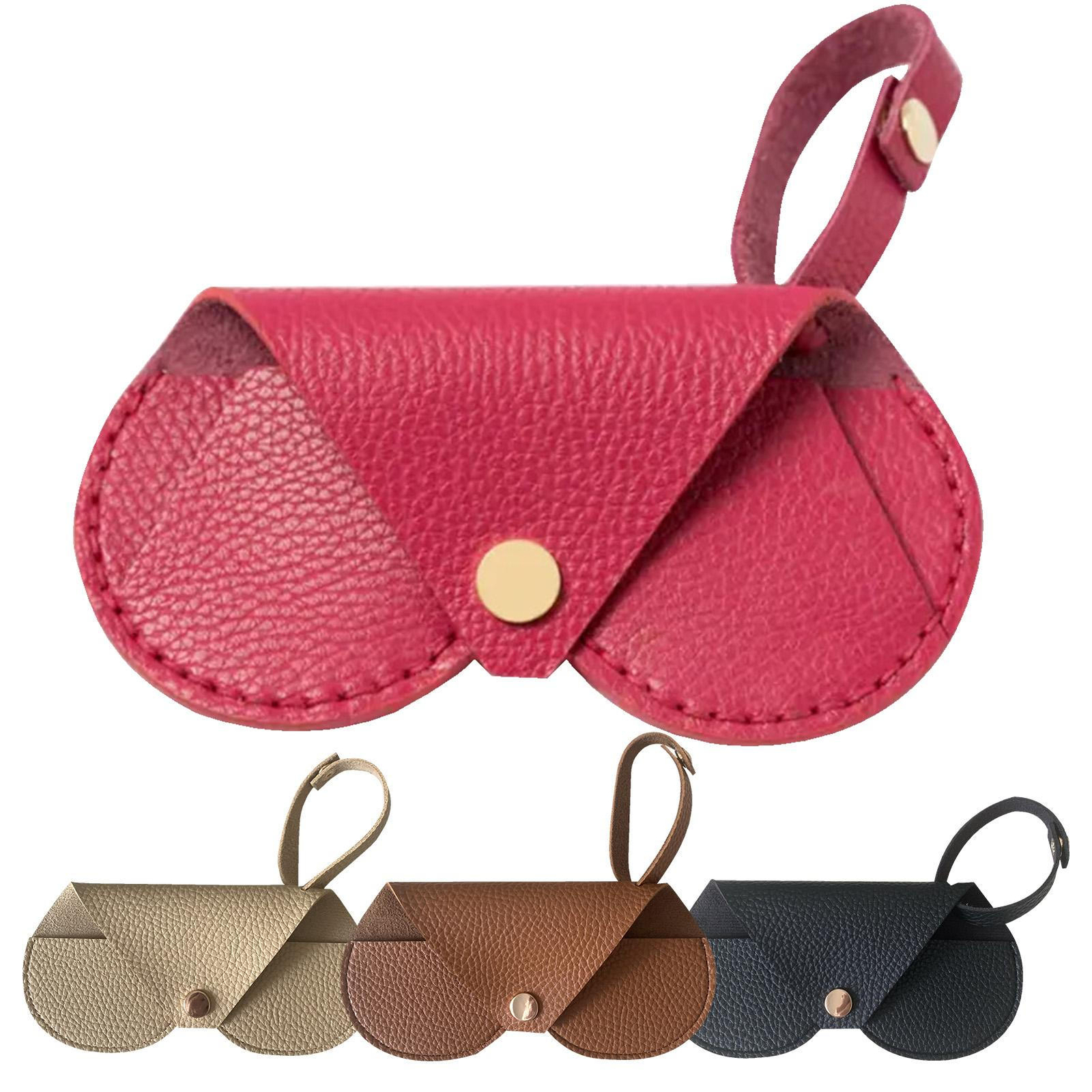 PU Leather Travel Sunglasses Case Soft Lightweight Portable Storage Bag-image