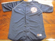 Vintage Nike New York Yankees Jersey Boy's Large Navy Diamond USA Made