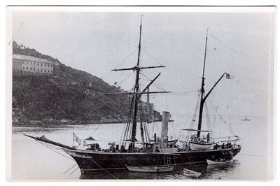 1878 Sailing Sloop Steamer Entering Tavira Portugal Harbor 1950-60s Made Photo