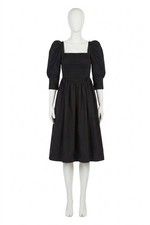 Ganni Open Neck Smock Dress Black