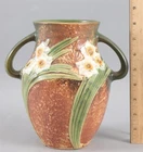 Antique 1930s ROSEVILLE Art Pottery Jonquil Pattern Loop Handle Vase, NR