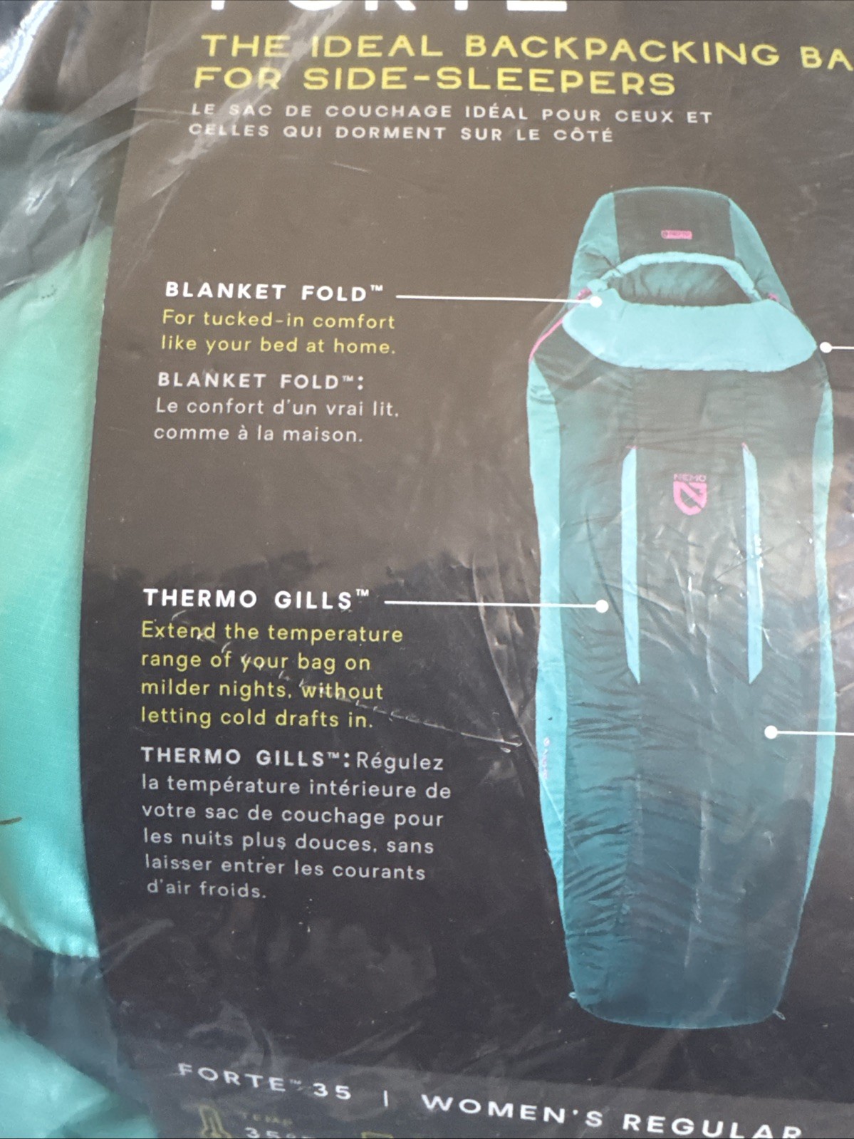 Nemo Equipment Forte 35 Women's Sleeping Bag Backpacking Bag Twilight Aurora New