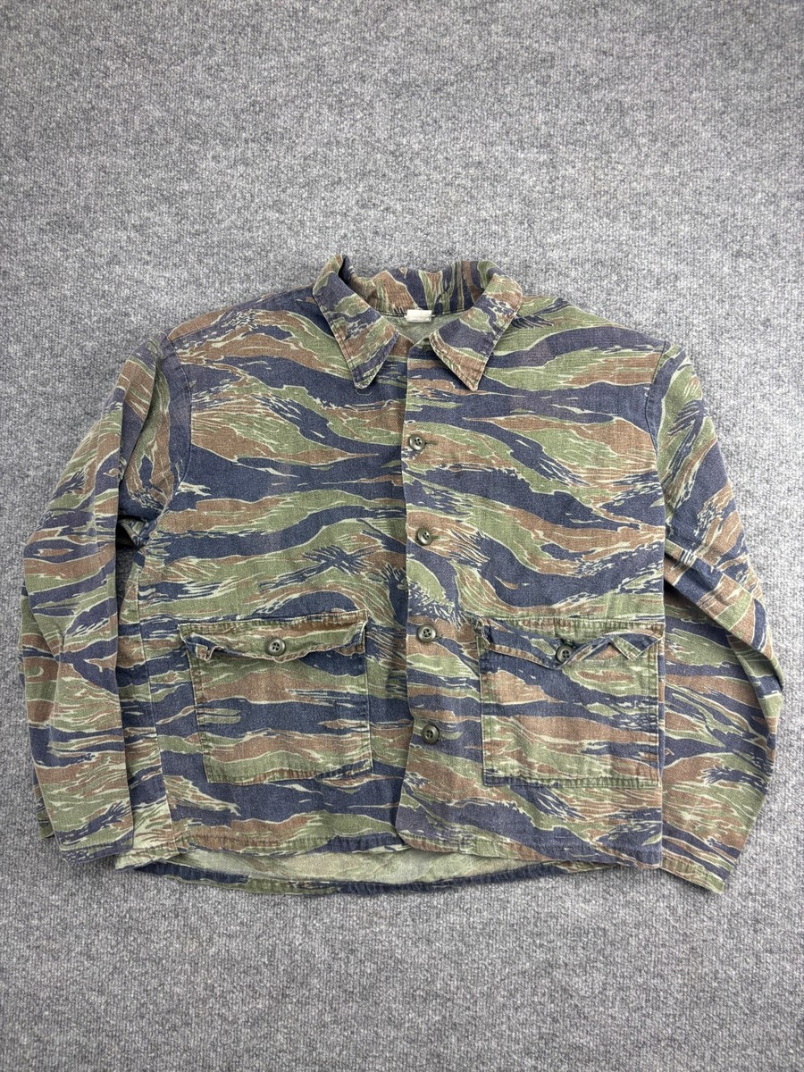 ジャケット・アウター 1960s US ARMY vietnam tiger stripe shirt VTG 60's 70s Tiger Stripe Camouflage Camo Shirt Jacket US