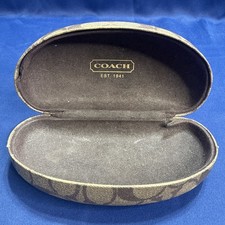 Coach Signature Tan Brown Hard Clam Shell Eye Glasses Sunglasses Case Clamshell