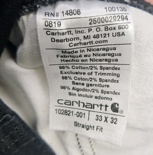 CARHARTT RUGGED FLEX RIGBY DUNGAREE RELAXED FIT BLACK PANTS SIZE 33x32 - Picture 10 of 10