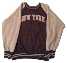 Vtg New York City Crewneck Sweatshirt Men L Gray Pullover NYC Athletic Retro 90s